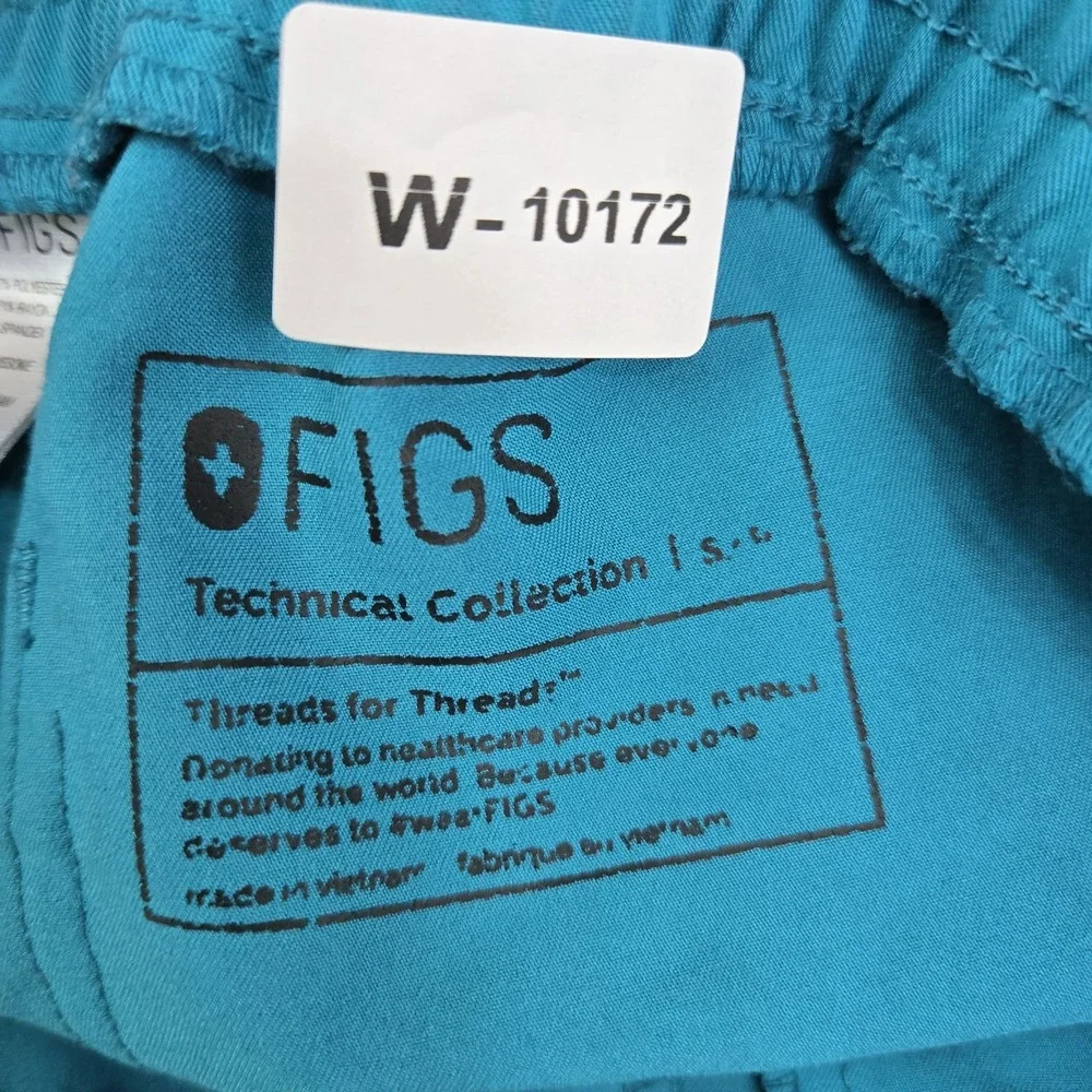FIGS Women Scrub Pants Small Blue Yola Slim Cargo Straight Drawstring 28